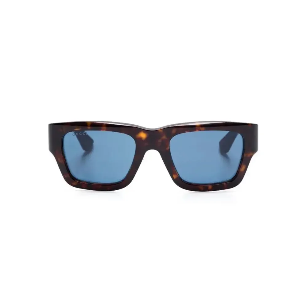 New Gucci GG1668S 002 Havana Sunglasses with Burgundy & Blue Temples Authentic